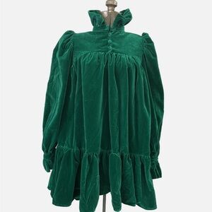 AVAVAV emerald velvet ruffle dress